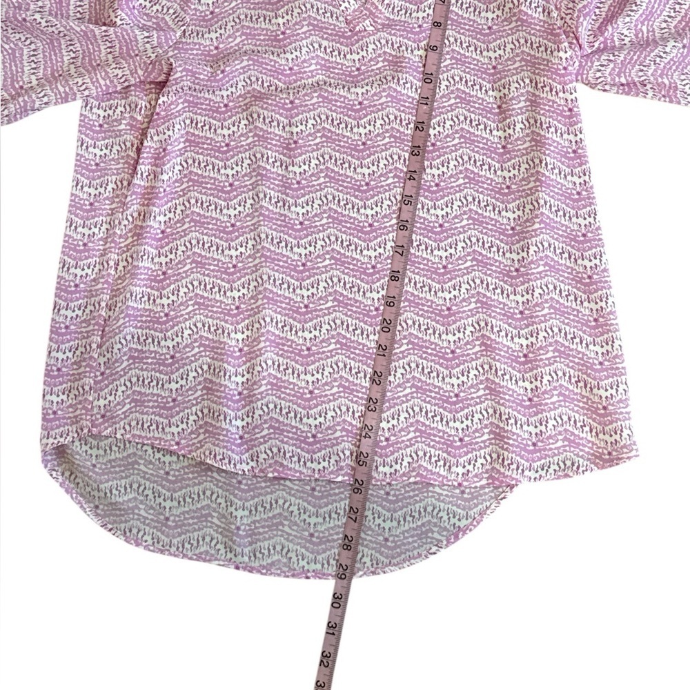 New Directions Pink Ivory Patterned V Neck Long Sleeve Top S - Picture 6 of 8